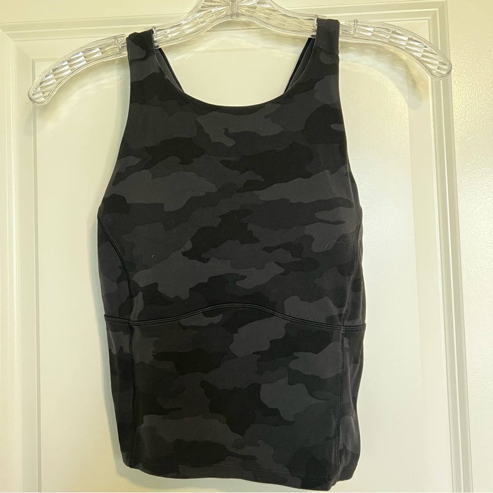Lululemon Key to Balance Tank Camo Deep Coal Sports Bra